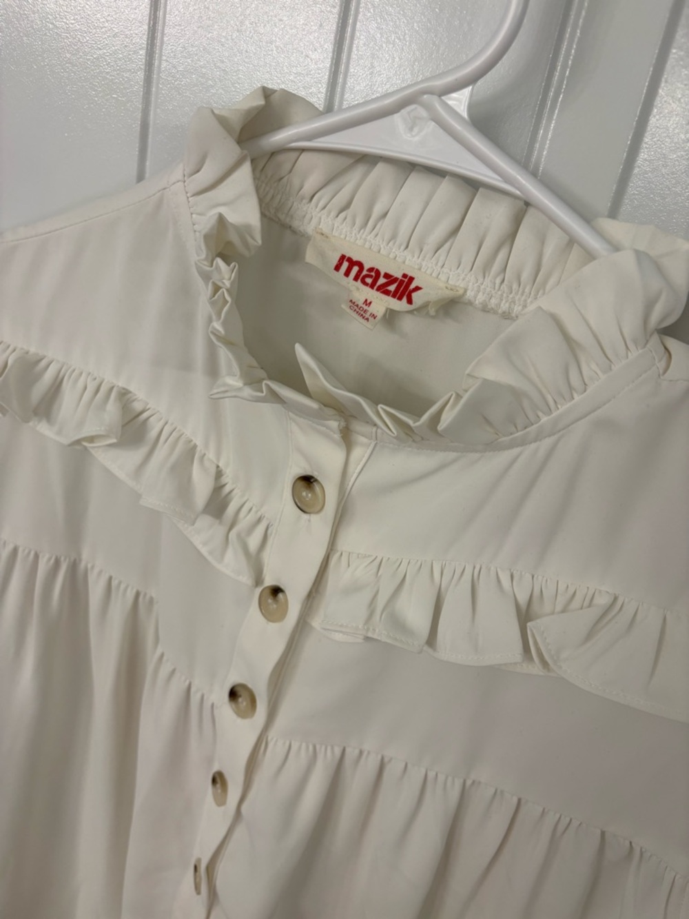 Mazik Cream Ruffle Button-Up Blouse - Picture 2 of 3